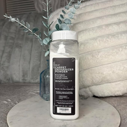 Carpet Deodorizer 35 Oz Carpet Freshner Powder, Hotel Scent Upholstery Deodorizer Vaccuum Safe Pet Odor Eliminator for Home - Luxury Room Deoderizer Timeless Homme