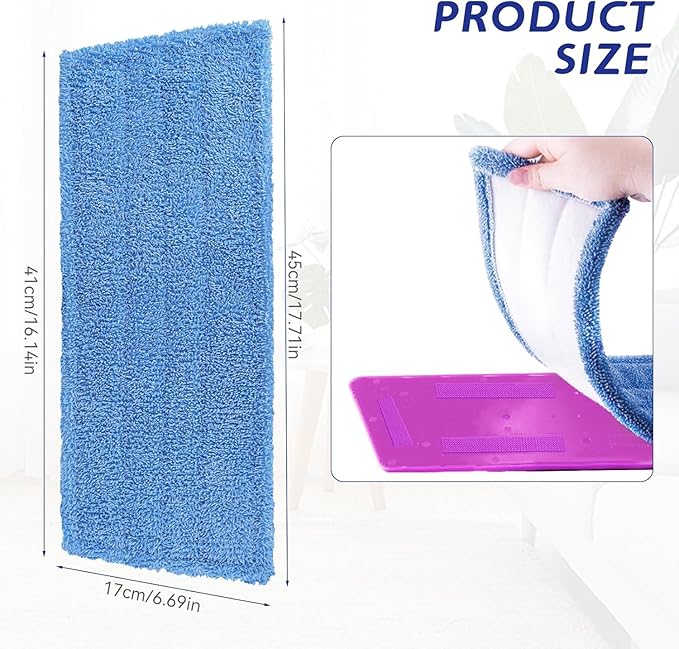Mop Pads Replacement for Rejuvenate Microfiber Mop, Compatible with Rejuvenate Click N Clean Multi-Surface Spray Mop, Resuable Microfiber Mop Refill Head, Easy to Replace, Machine Washable（3 Pack）