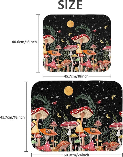 Dish Drying Mat for Kitchen Counter 18x24 Inch, Super Absorbent Dish Drainer Mat, Decorative Microfiber Dishes Drying Pad-Large(Mushroom)