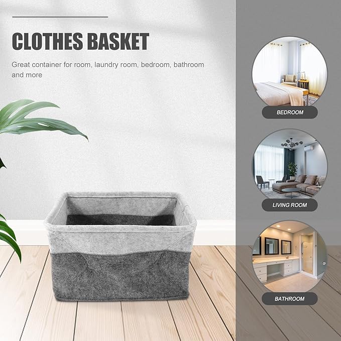 Garneck Foldable Felt Laundry Basket Woven Hamper for Bedroom Dorm Storage, Multi-Color Collapsible Clothes Organizer with Handles for Home Laundry Sorting