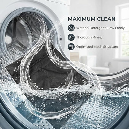 4pcs Mesh Laundry Bags Zipper Heavy Duty Washing Machine Bags Clothing Sweater Undergarment Travel Storage Organizer