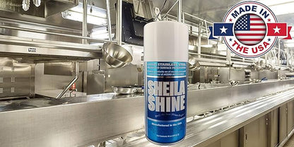 Sheila Shine 12 x 10 Oz. Low Voc Stainless Steel Cleaner and Polish Aerosol Spray, Protects Household Kitchen Surfaces, Removes Residue, Fingerprint, Polish & Leaves a Streak Free Shine for Appliances