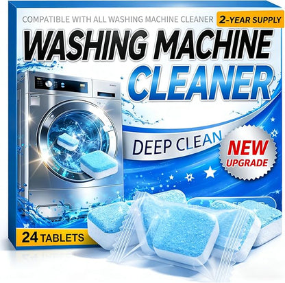 Enzyme Washing Machine Cleaner Tablets (24 Pack) – Protease Deep Clean Laundry Machine Cleaner Descaler for HE, Front Load & Top Load Washer, Removes Odor, Residue & Hard Water Buildup (2-Year Supply)