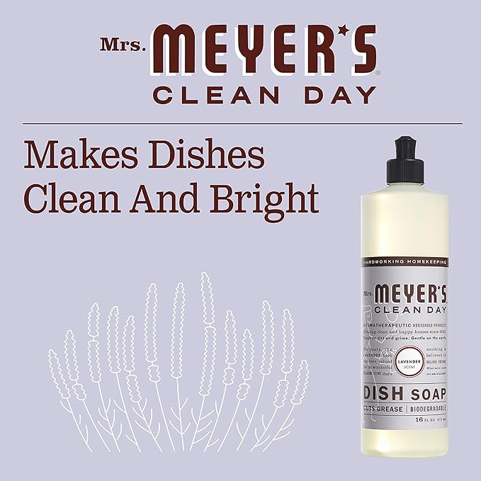 Mrs. MEYER'S CLEAN DAY Liquid Dish Soap, Lavender, 16 fl. oz -, 3 Count (Pack of 2)