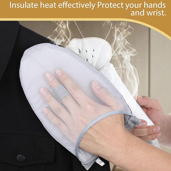 Garment Steamer Ironing Gloves, Portable Clothing Steam Engine Gloves Anti Steam & Heat Resistant Garment Steamer Mitt Travel Handheld Ironing Board Accessories with Finger Loop for Steaming Clothes