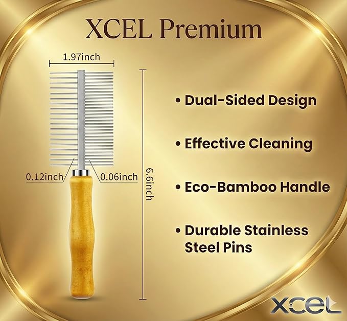 XCEL 2-in-1 Hair Brush Cleaner Tool, Dual-Sided Remover Comb for Removing Hair & Dust Buildup from Paddle, Boar Bristle & Detangling Brushes for Home & Salon Use