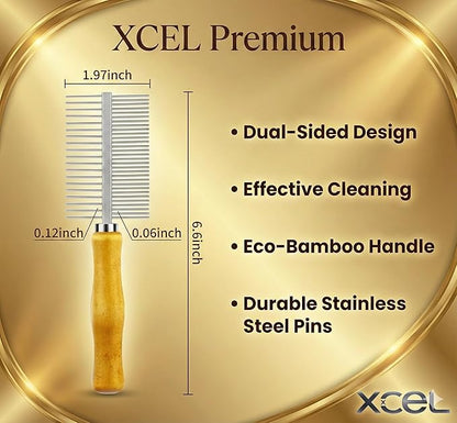 XCEL 2-in-1 Hair Brush Cleaner Tool, Dual-Sided Remover Comb for Removing Hair & Dust Buildup from Paddle, Boar Bristle & Detangling Brushes for Home & Salon Use