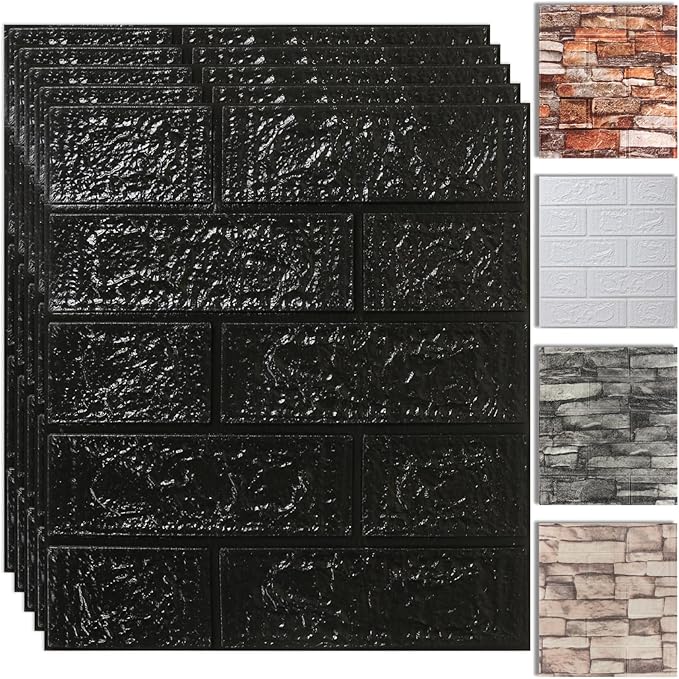 10PCS 3D Wall Panels Peel and Stick Foam, Self-Adhesive Decorative 3D Brick Wallpaper Wall Covering, Faux Stone Wall Panel Foam Brick for Living Room, Kitchen, Bathroom