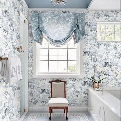 Dimoon 197"x17.3" Floral Peel and Stick Wallpaper Boho Blue White Contact Paper Flower Removable Wallpaper Renter Friendly Kitchen Wall Paper Shelf Liner Bathroom Self Adhesive Vintage Thicken Vinyl