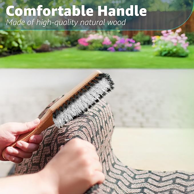 Carpet Cleaning Brush, Scrub Brush with Handle for Floor Mats, Heavy Duty Carpet Cleaner Brush, Rug Brush, Upholstery Brush for Indoor and Outdoor, Stiff Nylon Bristles Car Carpet Brush, White