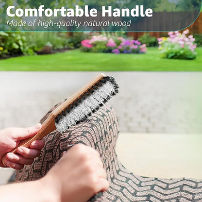 Carpet Cleaning Brush, Scrub Brush with Handle for Floor Mats, Heavy Duty Carpet Cleaner Brush, Rug Brush, Upholstery Brush for Indoor and Outdoor, Stiff Nylon Bristles Car Carpet Brush, White