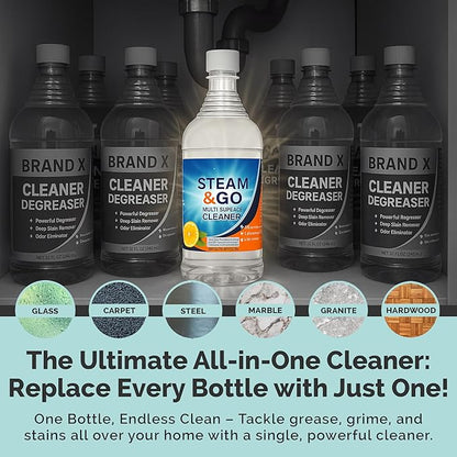 Steam & Go Multi-Purpose Cleaner Spray with Oxy Power for Multi-Surfaces - Removes Stains, Eliminates Odors, & Degreases - Orange Scent, 32 oz