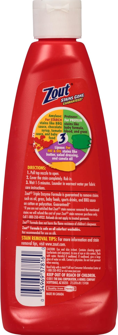 Zout Laundry Stain Remover, Triple Enzyme Formula, 12 Ounce (Pack of 3)