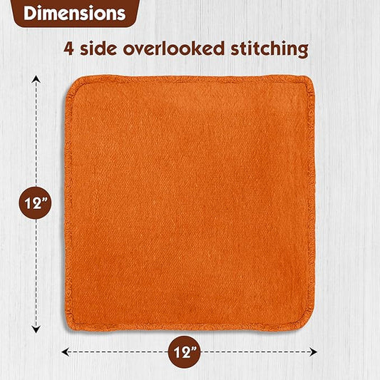 Nabob Wipers Auto Mechanic Shop Towels 100 Pack Bulk Rags 100% Cotton Commercial Grade Shop Rags Size 14"x14" (100 Pack, Orange)