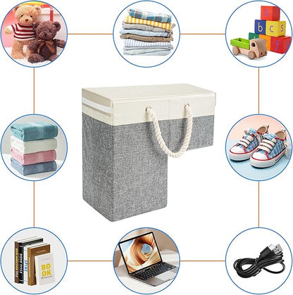 Stair Basket Foldable Linen Storage Organizer with Toplid for Carpeted Stairs & Wooden Staircases. Versatile Sturdy Bag for Climbing, Laundry & Shoe