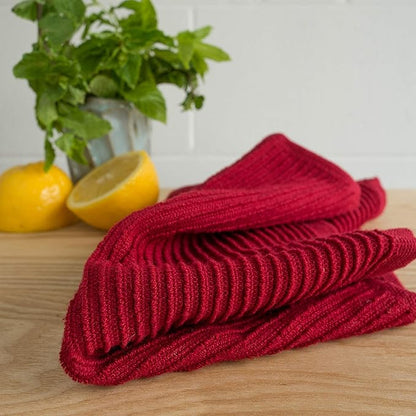 Now Designs Ripple Kitchen Dishcloth, Set of 4, Carmine Red