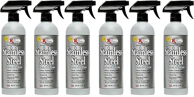 Rock Doctor Stainless Steel Cleaner and Protectant, Streak-Free Cleaning Solution for Chrome and Aluminum Appliances or Surfaces, Smudge Resistant Shine, 24 oz. Spray Bottle (6)