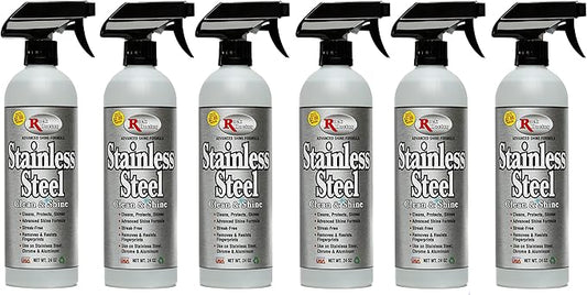 Rock Doctor Stainless Steel Cleaner and Protectant, Streak-Free Cleaning Solution for Chrome and Aluminum Appliances or Surfaces, Smudge Resistant Shine, 24 oz. Spray Bottle (6)