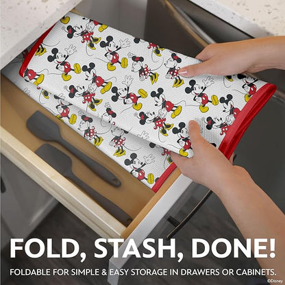 Disney Dish Drying Mats for Kitchen Counter (2 Pack) – 16" x 18" Absorbent Kitchen Drying Mats for Dishes – Mickey & Minnie, Winnie the Pooh, & Stitch Dish Mats