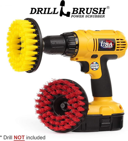Bathroom Accessories - Bath Mat - Drill Brush Set - Power Scrubber Two Brush Kit - Floor Scrubber - Grout Cleaner - Pool Brushes - Hard Water Stains, Calcium, Mineral Deposits, Soap Scum, Rust Stains