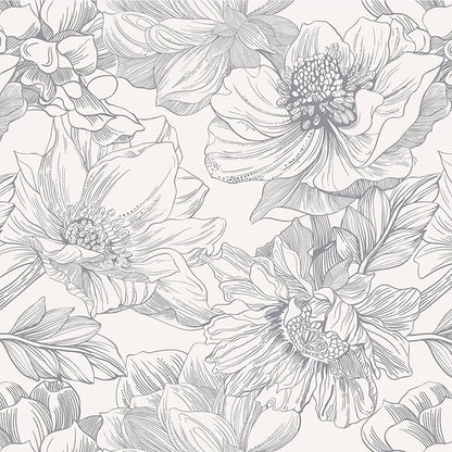 Ismoon Vintage Floral Wallpaper Peel and Stick Boho Beige and Gray Contact Paper 17.3inx6.5ft Removable Self Adhesive Wall Paper for Bathroom Bedroom Cabinet Mural Wall Decor Vinyl Renter Friendly