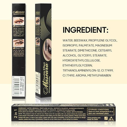 Waterproof & Smudge-Proof Tubing Mascara - Long-Lasting 2-1 Mascara Black for Natural Length and Volume Eye Makeup, Curling Eyelashes, No Flaking, No Clumping, Vegan and Cruelty Free (Pack of 1)