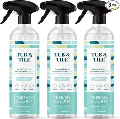 Therapy Bathroom Cleaner Spray 24 fl oz. (3-Pack) - Daily Shower Cleaner for Soap Scum, Hard Water Stains – Non-Toxic, Bleach-Free, Foaming Formula for Grout, Tile, Tubs, Glass and Bathroom