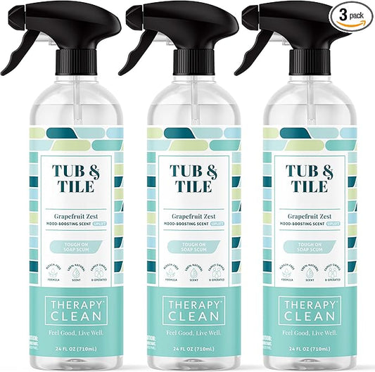 Therapy Bathroom Cleaner Spray 24 fl oz. (3-Pack) - Daily Shower Cleaner for Soap Scum, Hard Water Stains – Non-Toxic, Bleach-Free, Foaming Formula for Grout, Tile, Tubs, Glass and Bathroom