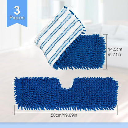 3 Pack Mop Heads Replacements Compatible for Ocedar Dual-Action Microfiber Flip Mop, Double Sided Mop Replace Head Mop Refills with Microfiber & Chenille for Dry Wet Use, Reusable, Machine Washable