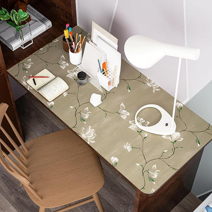 Laatse Floral Wallpaper Peel and Stick 17.5" x 393" Khaki Floral Contact Paper Vintage Self Adhesive Wallpaper Vinyl Waterproof Wall Paper for Bedroom Walls Cabinet Countertop Decor