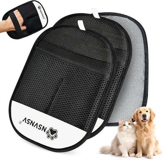 NSVNSV Pet Hair Removal Glove for Dogs Cats, Pet Hair Removal Tool, Reusable Electrostatic Pet Hair Gloves, Versatile Grooming Gloves for Washing, Deshedding, Grooming, White, 2 pcs