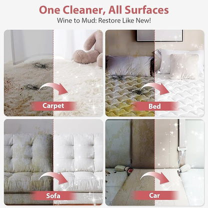 Carpet Cleaner Shampooer, MUJERBAY 15Kpa Portable Spot and Stain Cleaner, Easy Move with Handle, 1.5-inch Deep Cleaning Machine for Couch, Stairs, Car and Pet Messes.