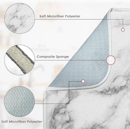 Sanwarm Absorbent Dish Drying Mat, Marble Gray Stone Paint Microfiber Pad for Kitchen Counter, Coffee Bar Decor, Heat Resistant and Reversible, 18" x 24"