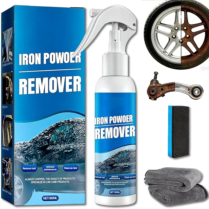 Multi-functional Quick-Acting Rust Removal Spray, Iron Powder Remover with Fast Penetration Formula, Safe for Car Paint, Wheels and Rims, Removes Rust, Iron Fallout and Oxidation (1pc)