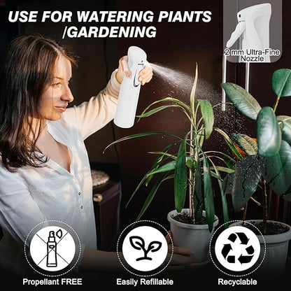 IMPORX Continuous Spray Bottle for Hair 2 Pack (10.1oz/300ml) Home Essentials Spray Bottles for Cleaning Empty Ultra Fine Water Mister Sprayer for Hairstyling Garden Plants Curly Hair Perfume, White