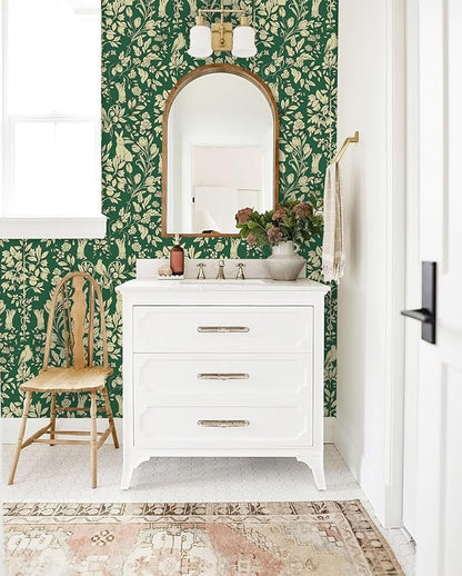 Timeet Floral Wallpaper Peel and Stick Wallpaper Birds and Butterfly Wallpaper 16.14"x393.7" Vintage Flower Contact Paper Self Adhesive Removable Wallpaper for Walls Covering
