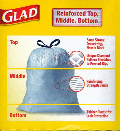 Glad Tall Kitchen Drawstring Trash Bags With Reinforcing Bands 13 Gal 60 Ct