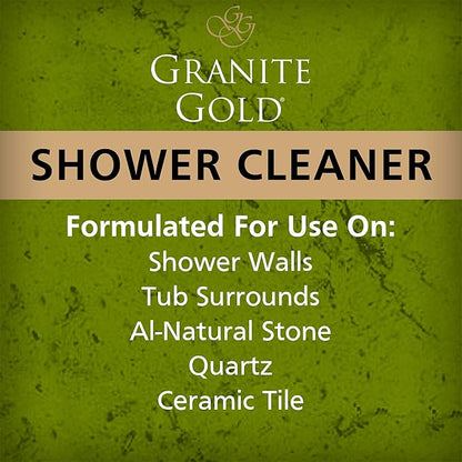 Granite Gold Shower Cleaner Spray for Quartz,Granite,Marble,Ceramic,and Other Stone Tub Surfaces,Made in the USA,24 Ounces,Gold,(Pack of 2)