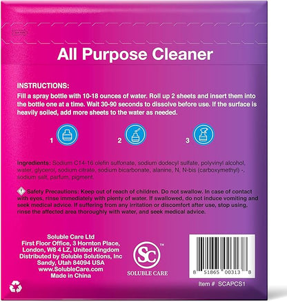 All Purpose Lemon Scent Cleaning Sheets + Bonus Sample Pack (Multi-Surface Earth-Friendly Solution for Kitchen, Bathroom, Home & Office), 10-Pack