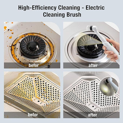 Electric Spin Scrubber, Rechargeable Waterproof Grout Cleaning Brush with 5 Magnetic Heads for Tile Surfaces, Bathroom Crevices, Kitchen & Faucet Corners