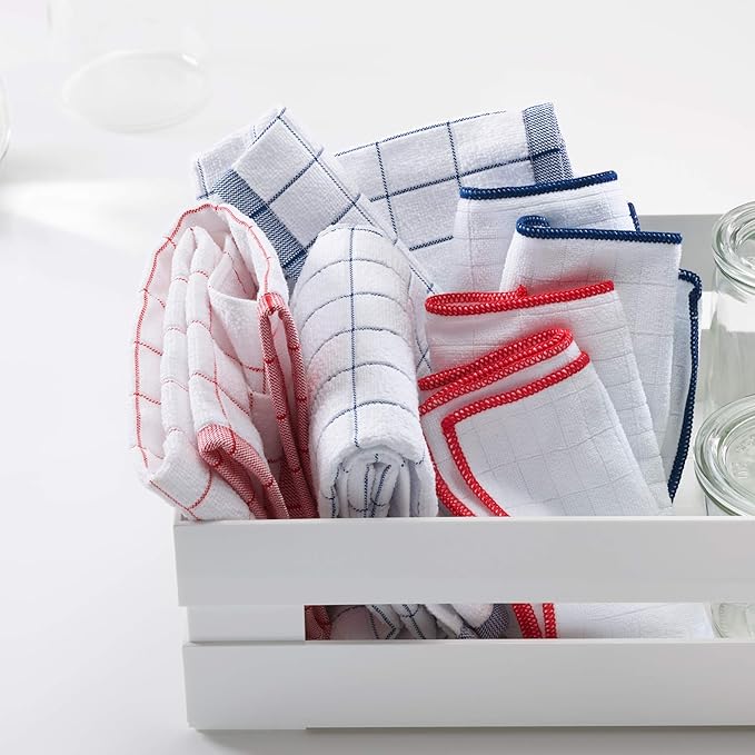 E-Cloth Paper Towel Replacement Cloth, Premium Microfiber Cleaning Cloth, Ideal Dish Towels for Drying Dishes, Glassware, Cookware and Countertops, 100 Wash Guarantee, 4 Count