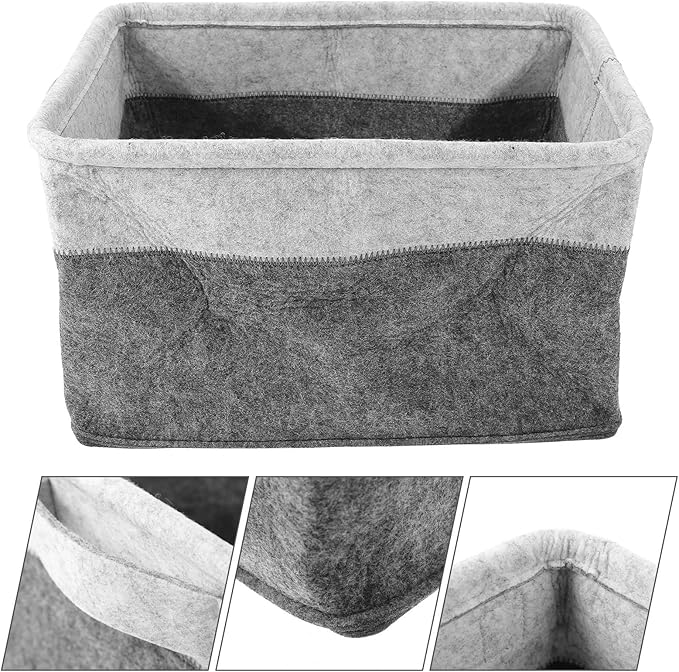 Garneck Foldable Felt Laundry Basket Woven Hamper for Bedroom Dorm Storage, Multi-Color Collapsible Clothes Organizer with Handles for Home Laundry Sorting