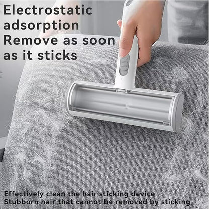 Pet Hair Remover, Lint Brush- Reusable Lint Roller for Cat & Dog Hair on Couch, Carpet, Rugs & Bedding- Portable, Eco-Friendly, No Need for Lint Roller Refills (Gray & White)