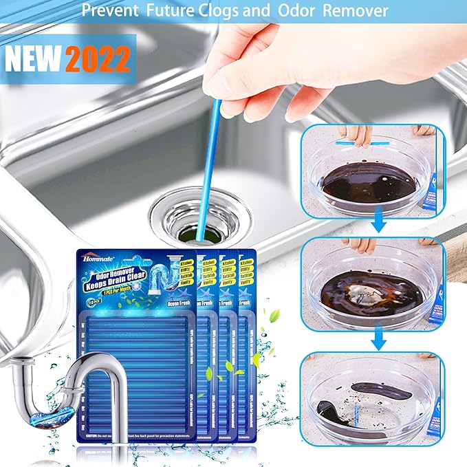 Drain Sticks Drain Cleaner Sticks Keeps Drains and Pipes Clear and Odor-free for Sink Pipe Cleaning Sticks for Drains As Seen On TV