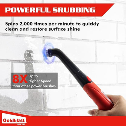 Goldblatt Cordless Electric Spin Scrubber 18-Piece Kit, Power Scrubber with Battery Indicator Light, Waterproof Electric Cleaning Brush for Grout, Tile, Bathroom, Kitchen Cleaning