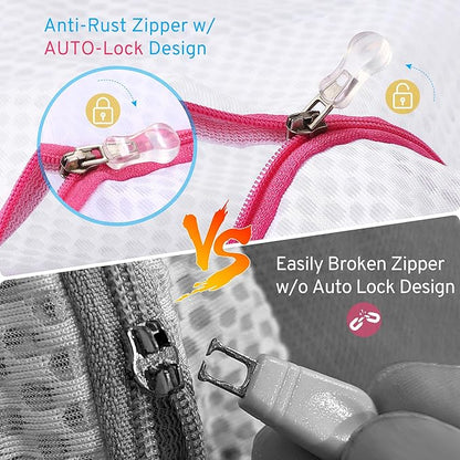 2 Pack XXL Durable Honeycomb Mesh Laundry Bags for Delicates with AUTO-Lock Zipper, Lingerie Bags for Washing Delicates, Laundry Bags Mesh Wash Bags for Bed Sheet,Bed cover,Blanket,Curtain, Sweater