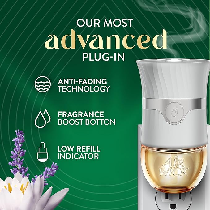 Air Wick Plug in Scented Oil Refill,Lavender & Waterlily,Air Freshener,Essential Oils,(Pack of 10)