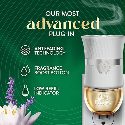 Air Wick Plug in Scented Oil Refill,Lavender & Waterlily,Air Freshener,Essential Oils,(Pack of 10)