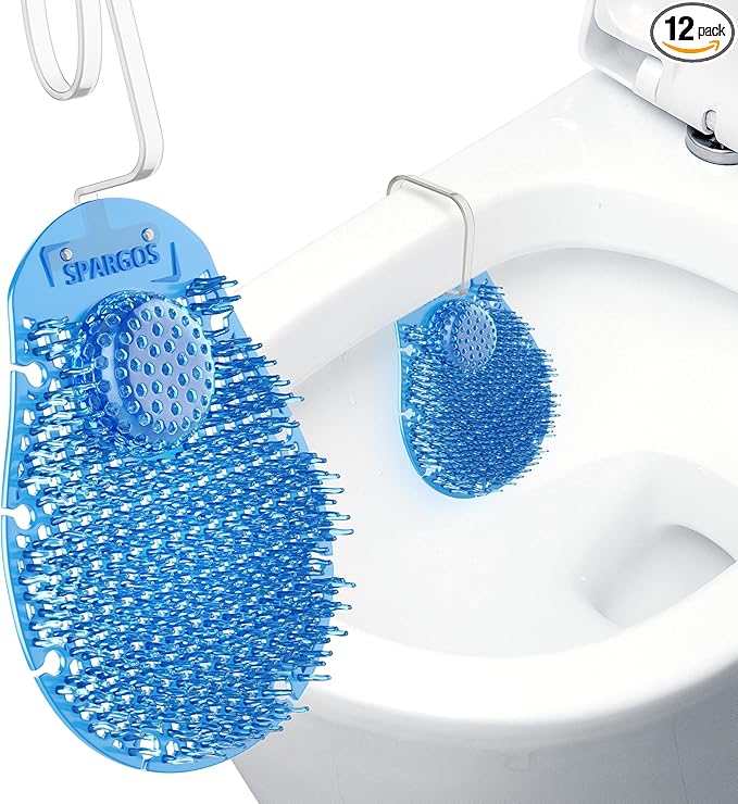 12-Pack Rim Hanger Toilet Bowl Cleaner & Urinal Screen All-in-One | Ocean Breeze Splash Guard | Each Lasts 7 Days (5-Month Supply) | Commercial & Home Deodorizer | Gloves Included
