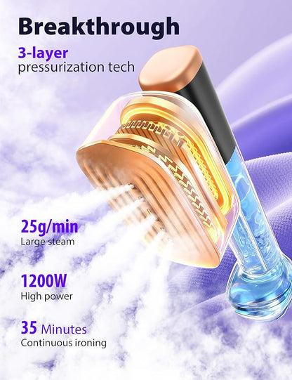 Travel Steamer for Clothes with 180 ml Water Tanks,15s Fast Heat-up,24 g/min Strong Steam Performance, Portable Garment Steamer with Touch Control, LED Display, Steam Iron(Black Gold)